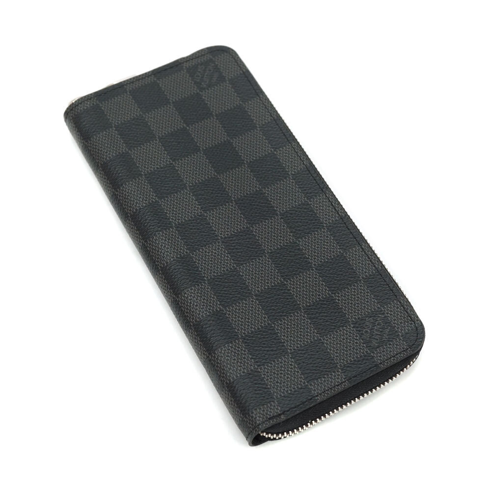 Louis Vuitton Zippy Wallet Vertical Damier Canvas Leather Graphite Black
